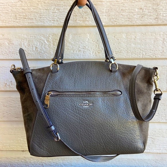 Coach Handbags - Coach Kelsey Prairie Suede Satchel Grey Leather